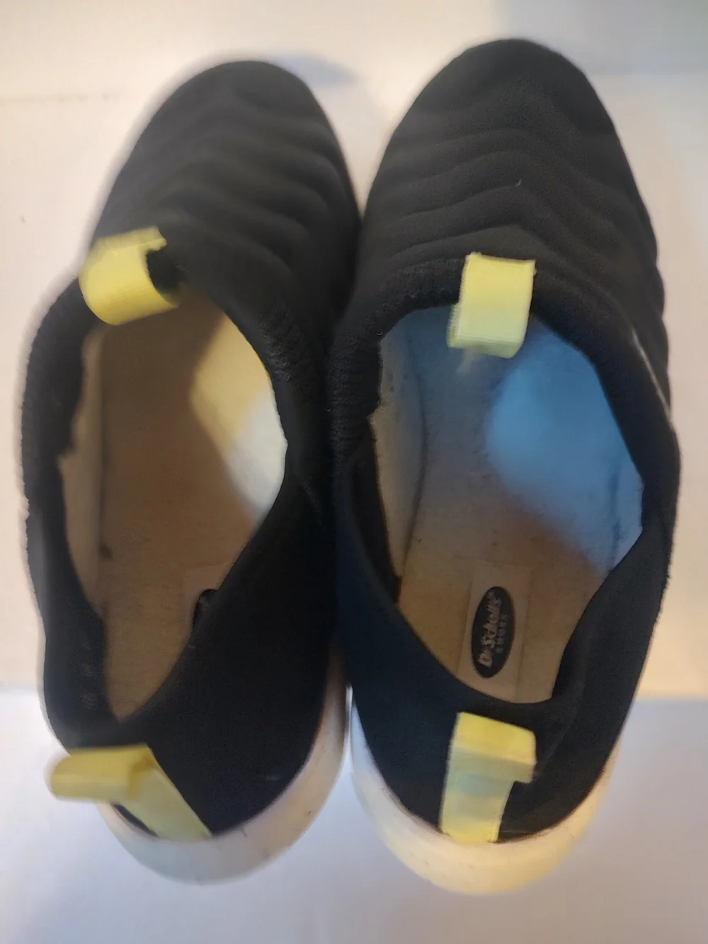 Black Quilted Slip-On Sneakers with Lime Pull Tabs Dr Scholl's Us 10 Uk 7